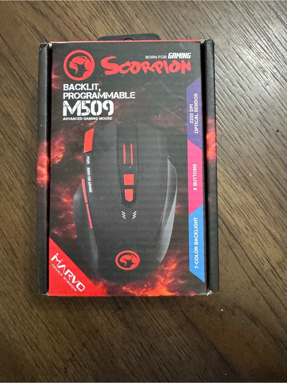 Scorpion M509 Backlit Programmable Gaming Mouse - Black & Red